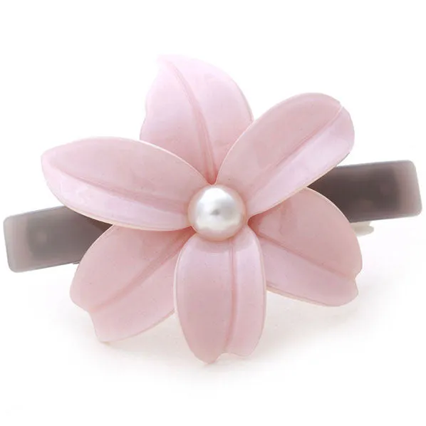 Crystalmood Cellulose Acetate Flower w/ Pearl Hair Barrette