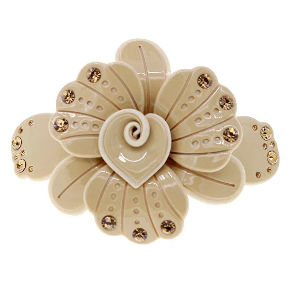 Crystalmood Cellulose Acetate Flower w/ Rhinestones Hair Barrette
