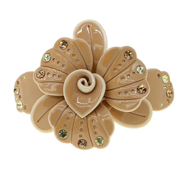 Crystalmood Cellulose Acetate Flower w/ Rhinestones Hair Barrette
