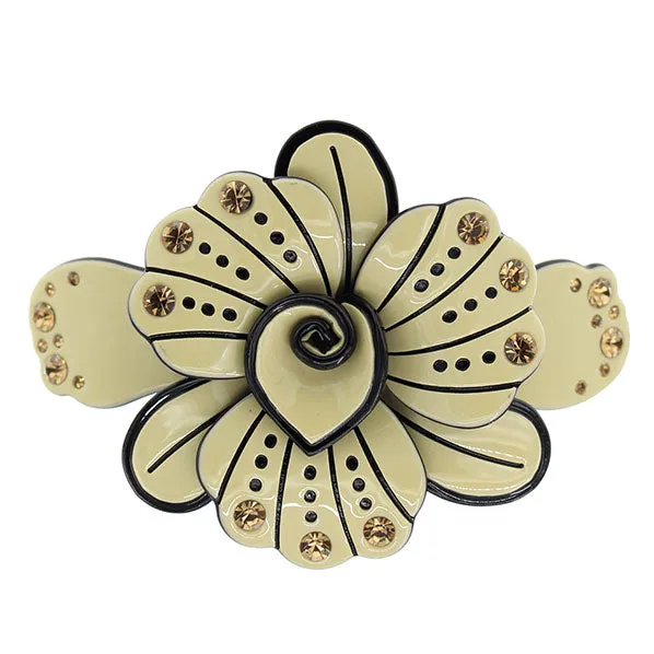 Crystalmood Cellulose Acetate Flower w/ Rhinestones Hair Barrette