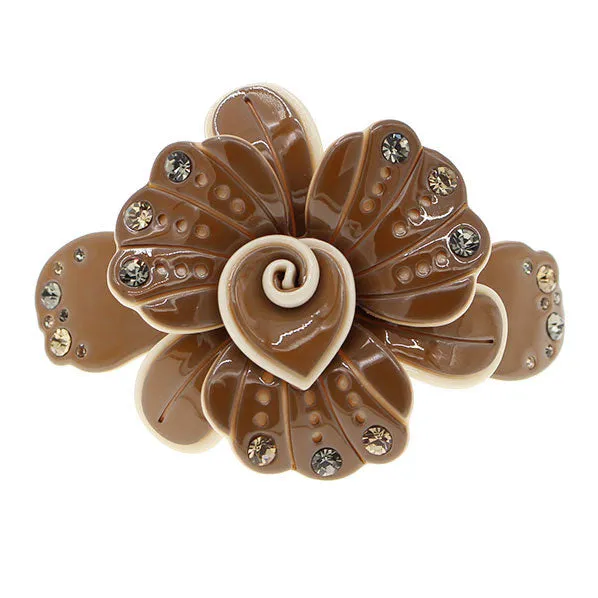 Crystalmood Cellulose Acetate Flower w/ Rhinestones Hair Barrette