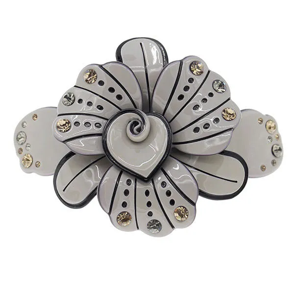 Crystalmood Cellulose Acetate Flower w/ Rhinestones Hair Barrette