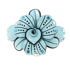 Crystalmood Cellulose Acetate Flower w/ Rhinestones Hair Barrette
