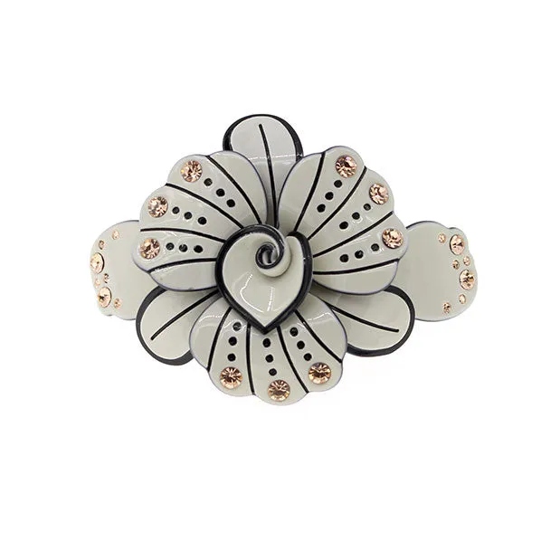 Crystalmood Cellulose Acetate Flower w/ Rhinestones Hair Barrette