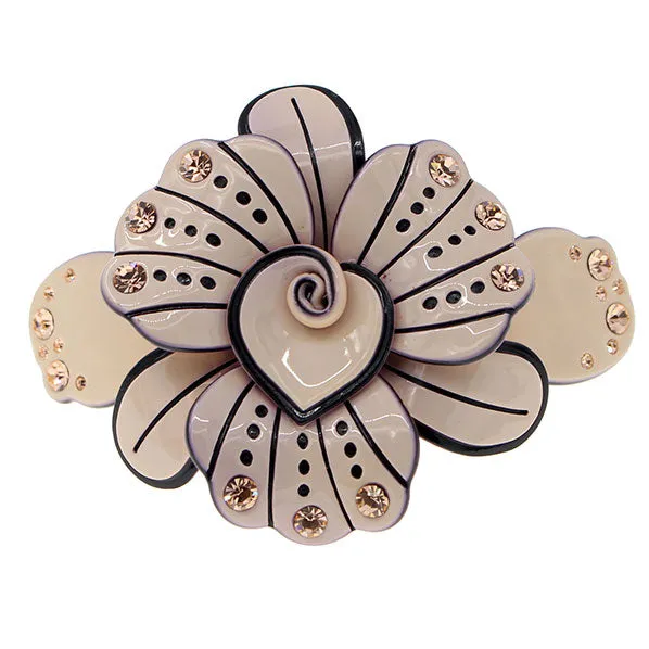 Crystalmood Cellulose Acetate Flower w/ Rhinestones Hair Barrette