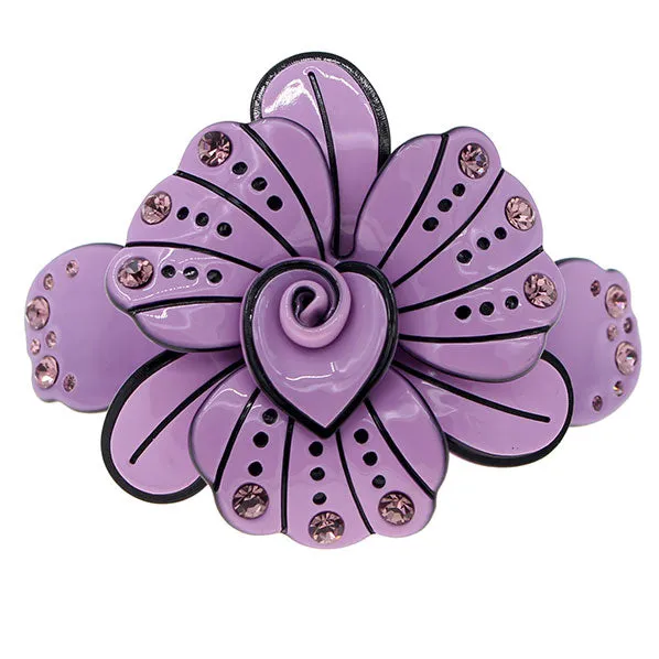 Crystalmood Cellulose Acetate Flower w/ Rhinestones Hair Barrette
