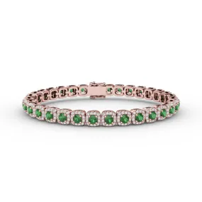 Cushion Cut Emerald and Diamond Bracelet