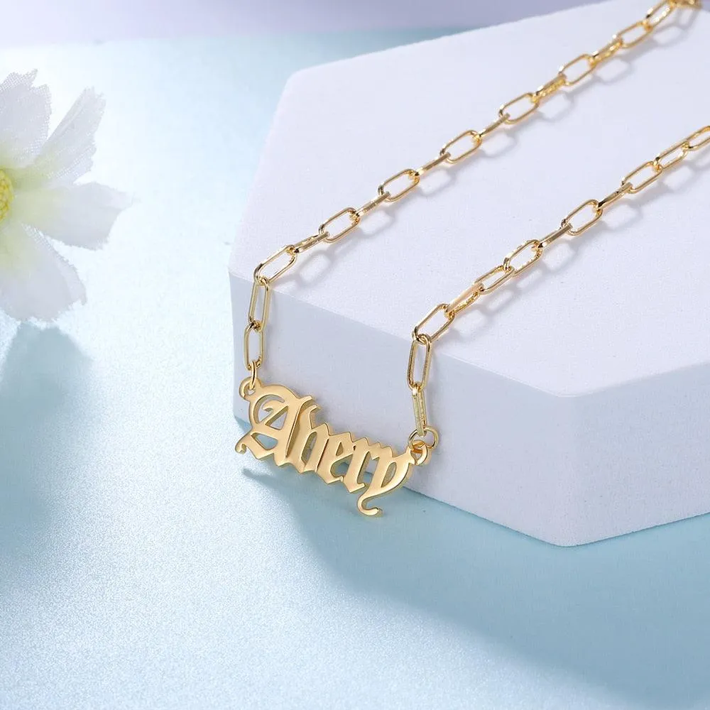 Custom Copper Name Pendant Necklace, Personalized Nameplated Pendant Necklace