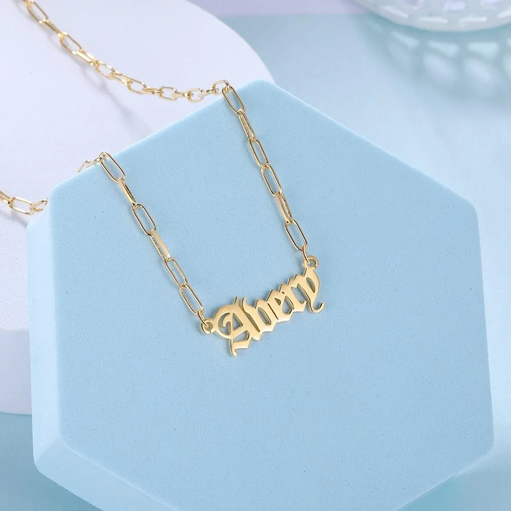 Custom Copper Name Pendant Necklace, Personalized Nameplated Pendant Necklace
