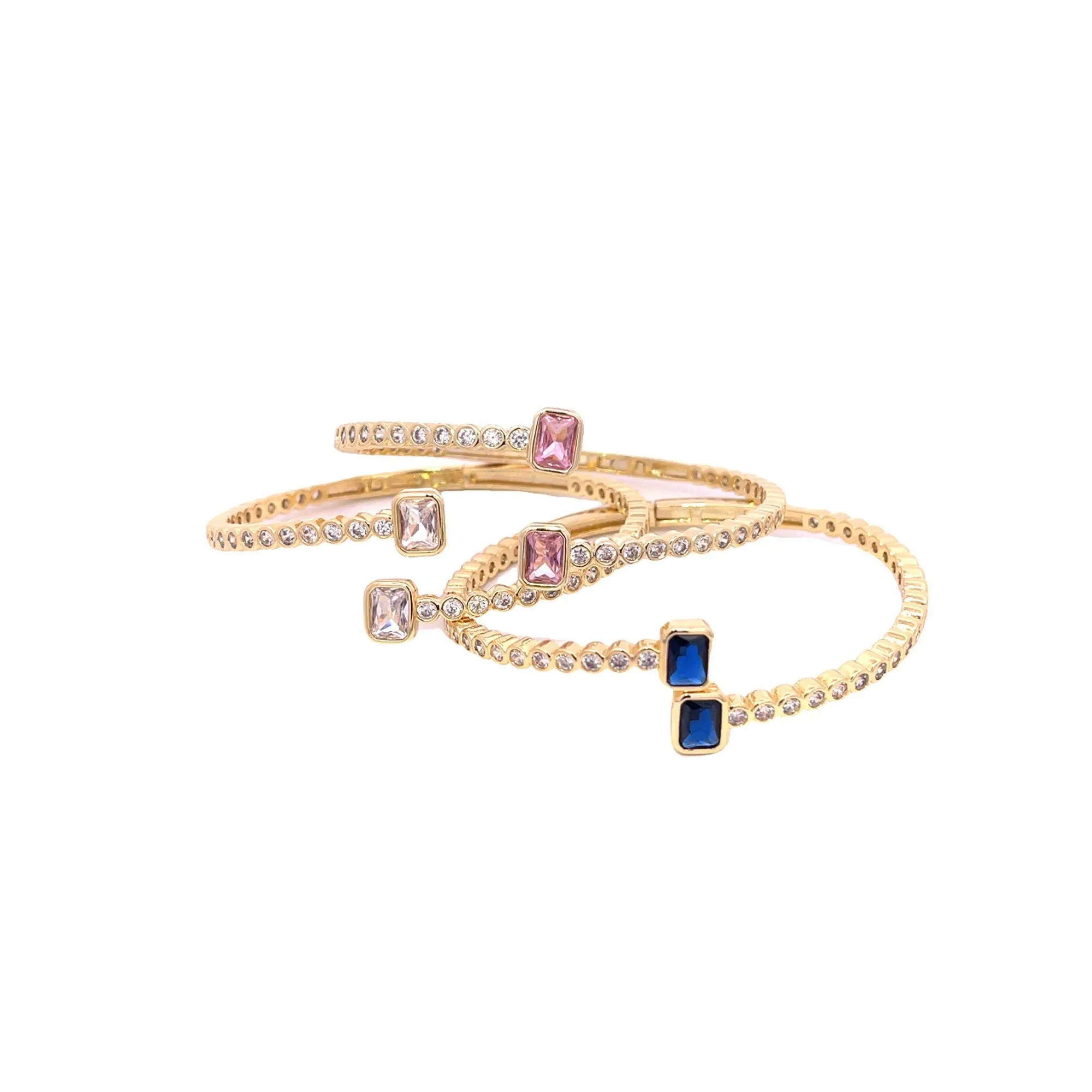 CZ Paved Stone Bangle Bracelet (B114)