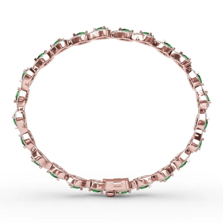 Decorated Emerald and Diamond Bracelet