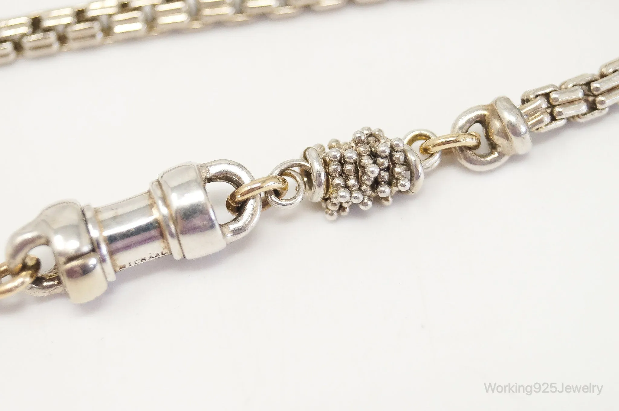 Designer Michael Dawkins 14K Gold Granulated Sterling Silver Necklace