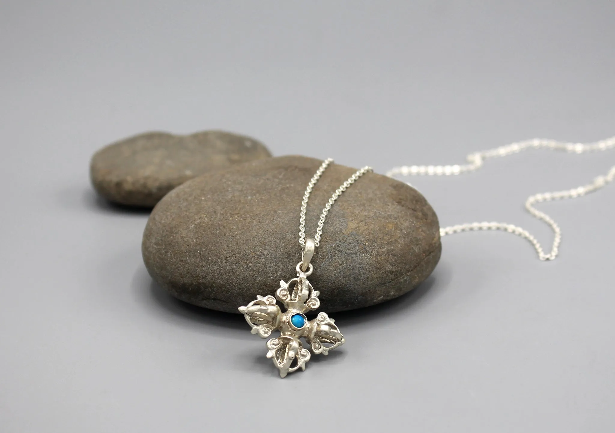 Double Dorjee Vajra Sterling Silver Pendant