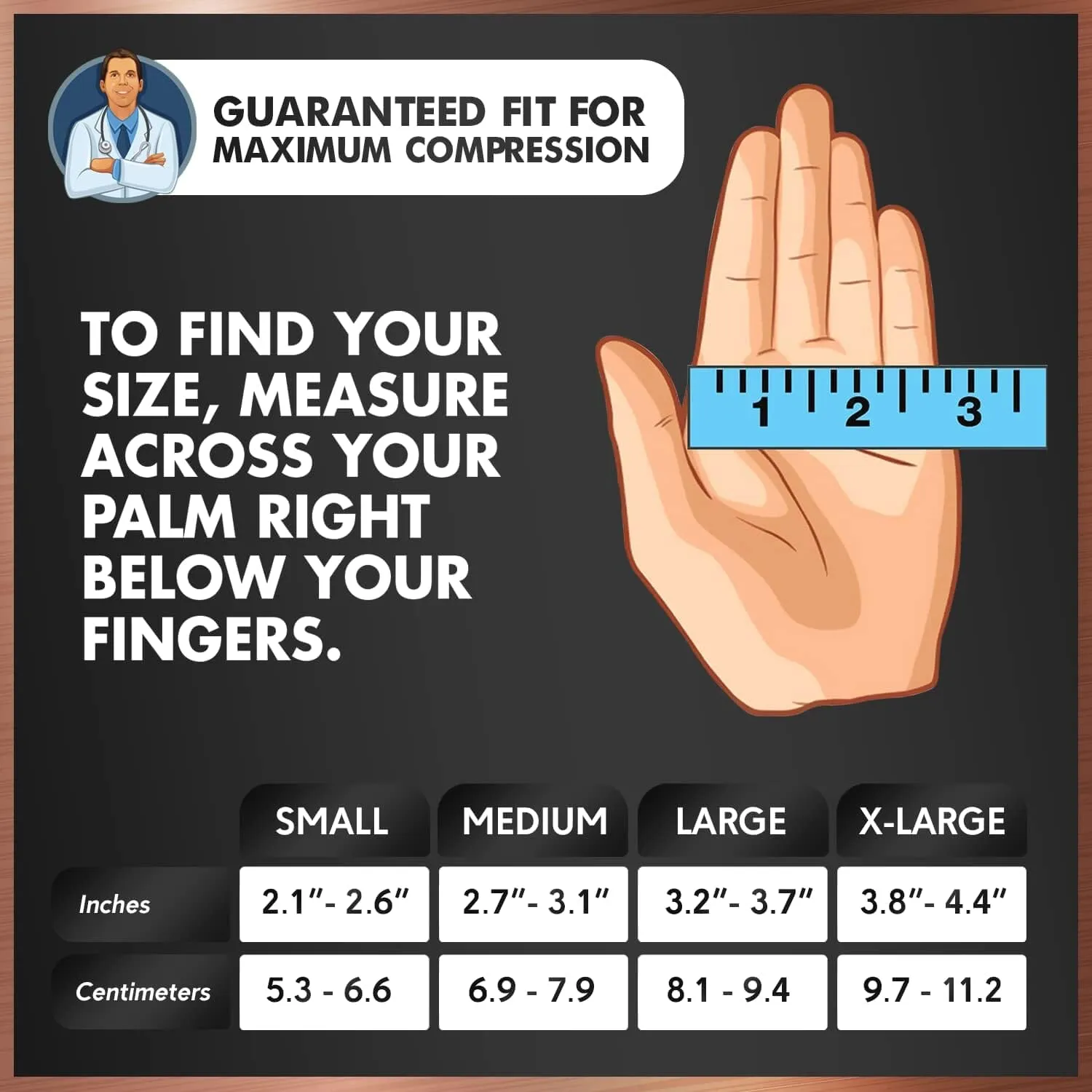 Dr. Frederick's Original Copper Full Finger Arthritis Glove - 2 Gloves - Perfect Computer and Phone Typing Gloves - Fit Guaranteed