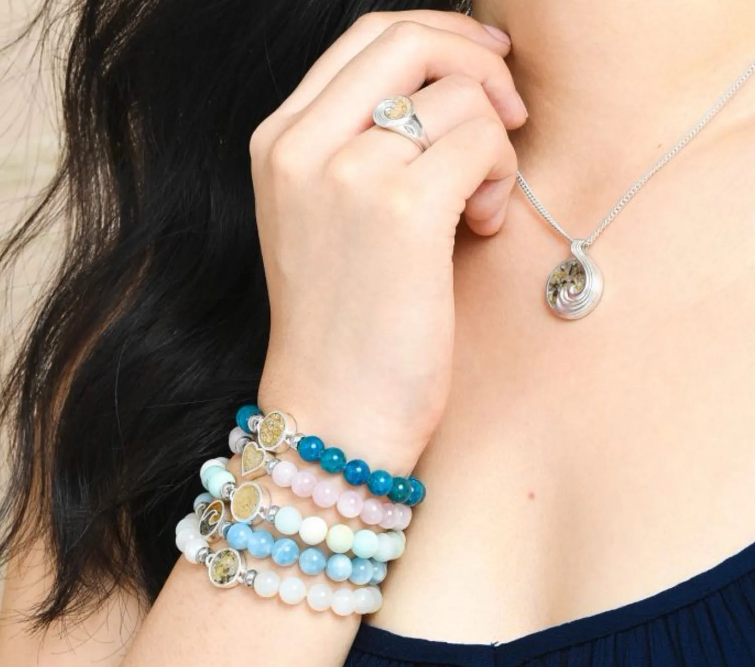 Dune Jewelry - Round Beaded Bracelet - Apatite