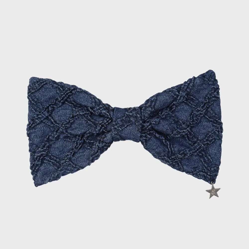 [EIREVE] Seasonless CRUMPLED DENIM BOW BARRETTE