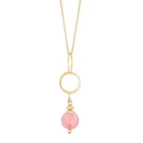 ella drop necklace with pink jade
