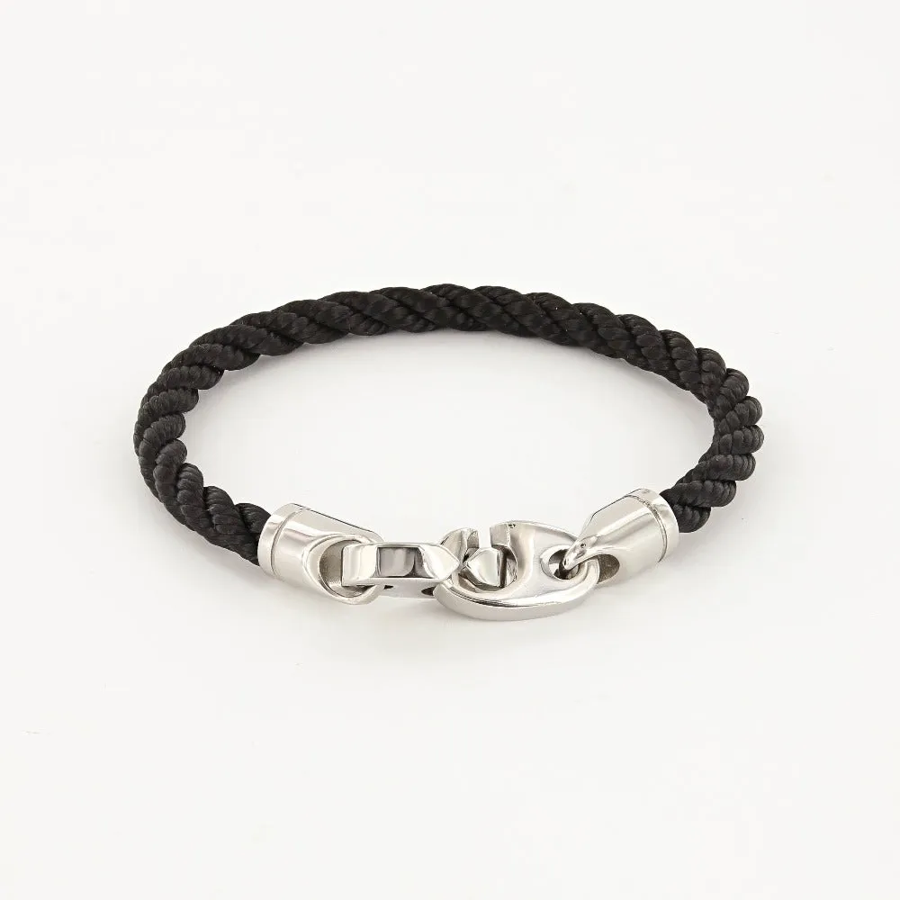 Elsewhere Single Wrap Rope Bracelet with Stainless Steel Brummels