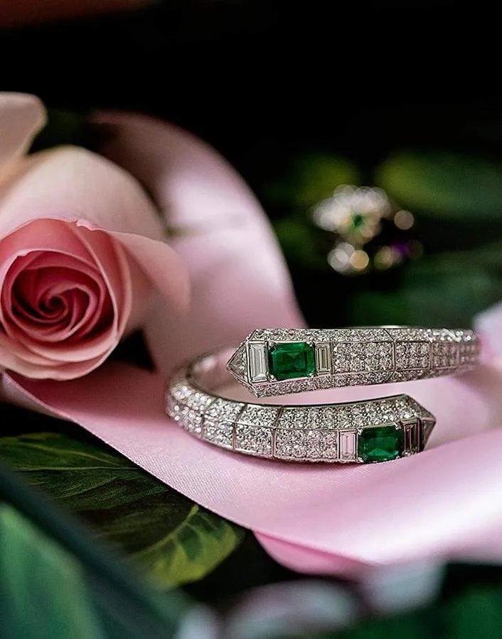 Emerald and Diamond Prism Bracelet