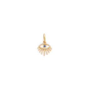 Evil Eye Ray Pendant | 14k Gold, Sapphire & Diamond