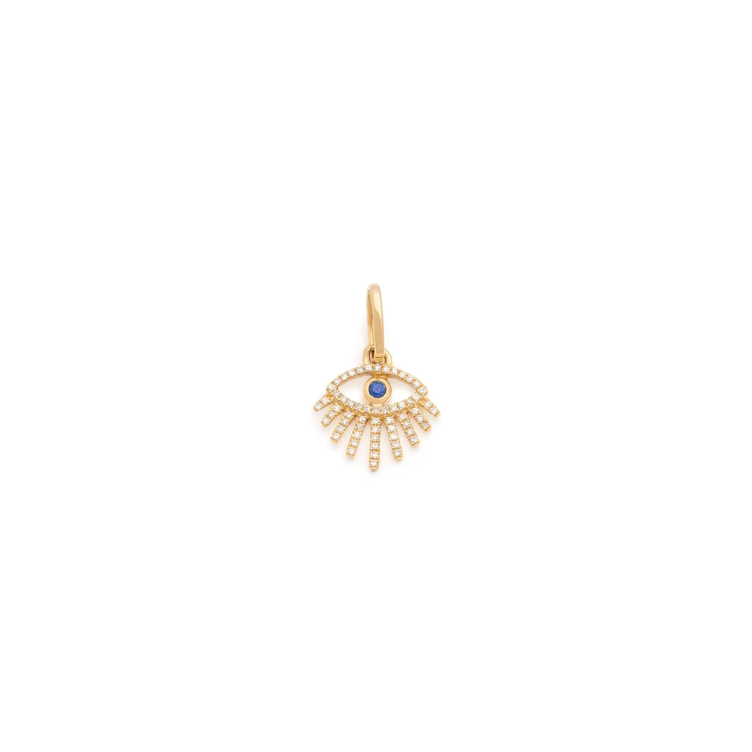 Evil Eye Ray Pendant | 14k Gold, Sapphire & Diamond