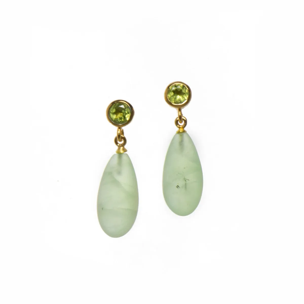 Faceted Peridot & Matte Prehnite 24K Gold Vermeil Earrings