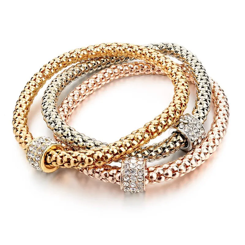 Fashion Jewelry Bracelets & Bangles Real 18K Gold Silver Rose Gold Plated Bracelet Metal Chain Women Bracelet