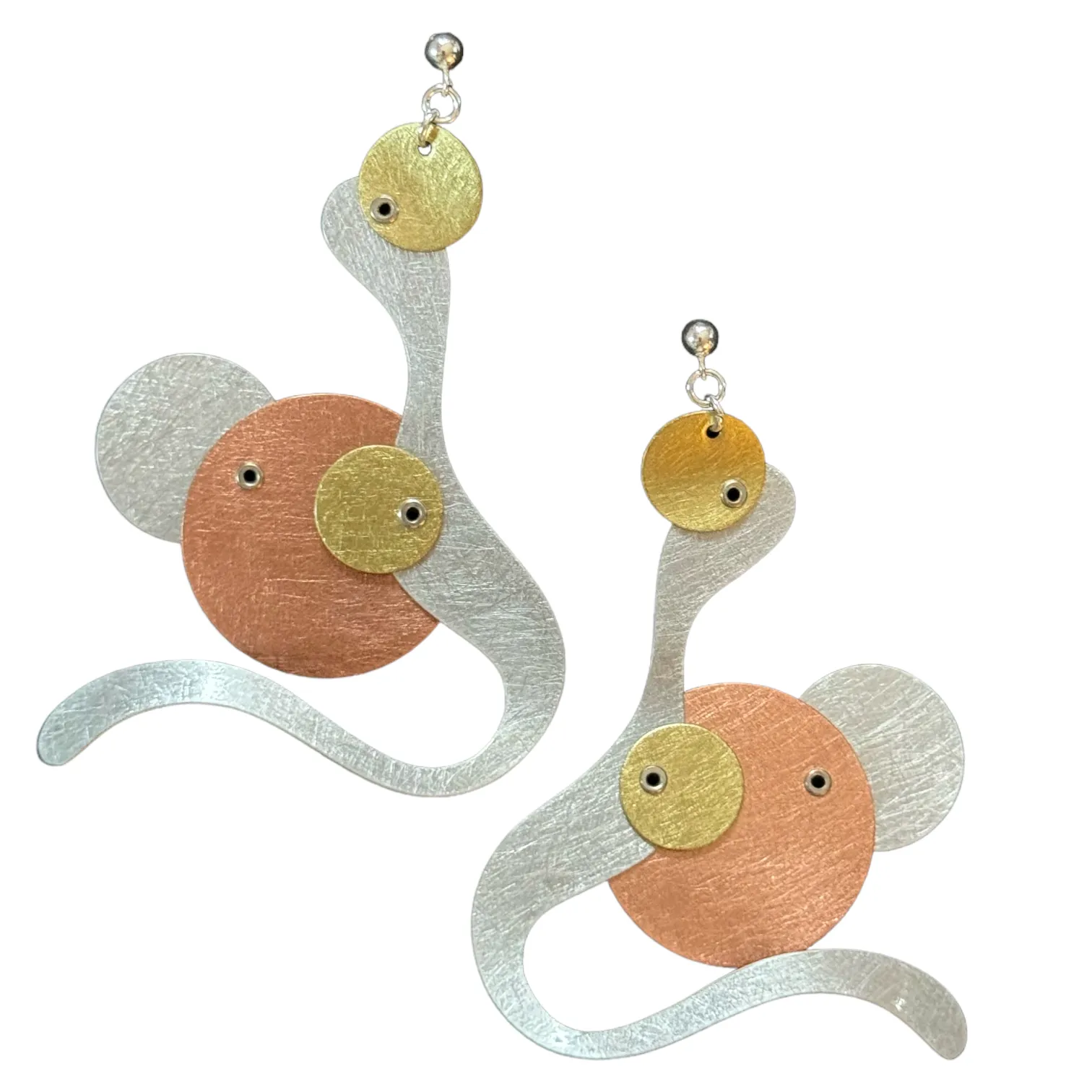 FLOAT 2 Long Tri Metal Earrings from the BUBBLE Collection