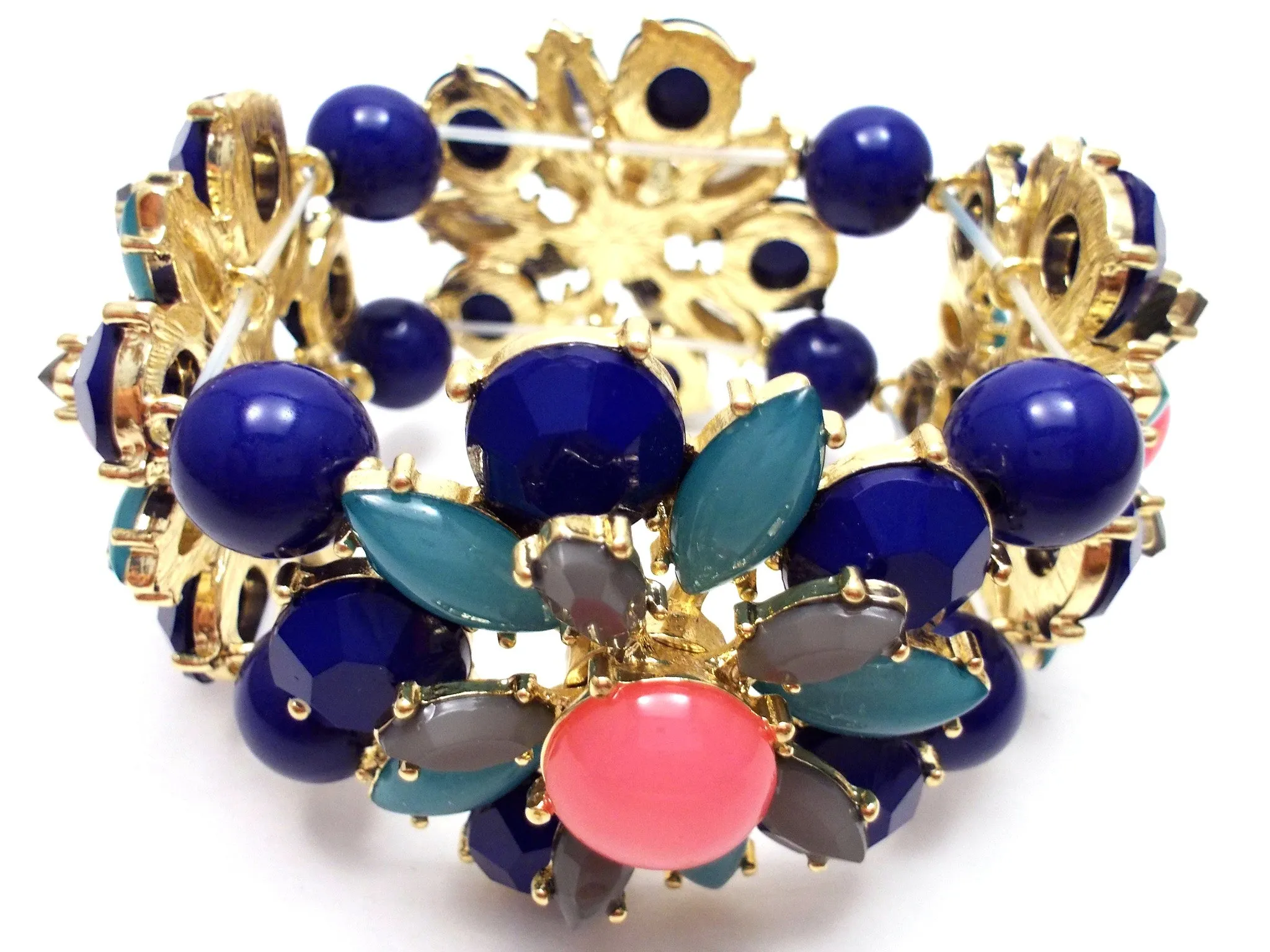 Floral Jeweled Gemstone Stretch Bracelet