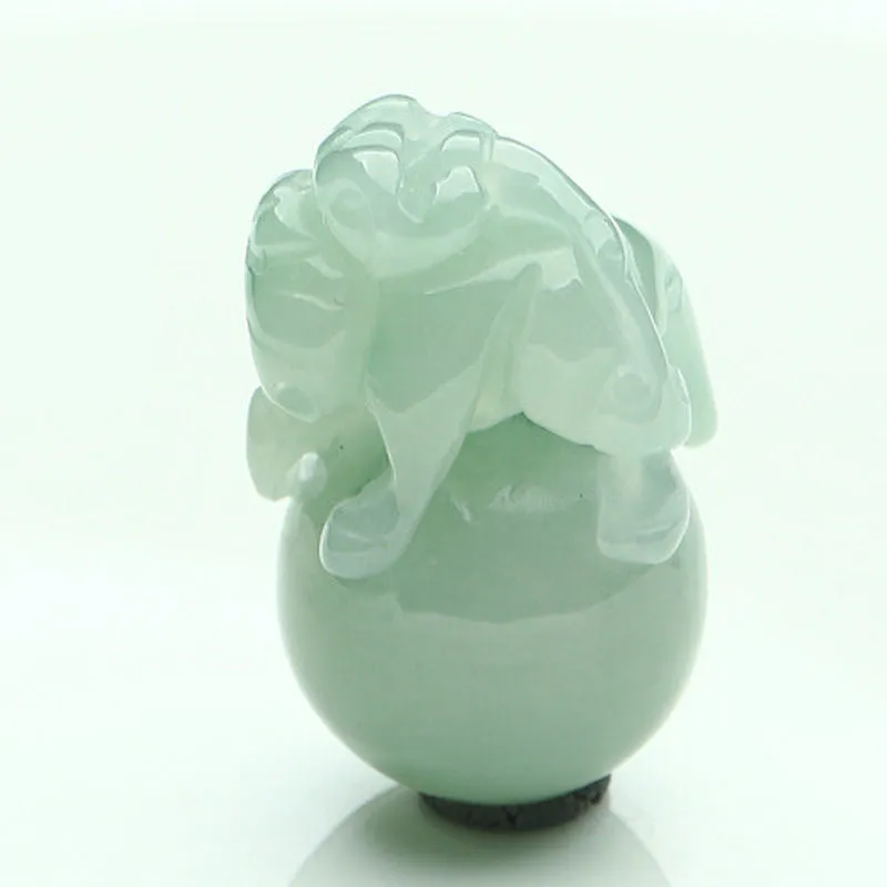Fortune's Favor Myanmar A-grade Jade Pixiu Round Bead Pendant Jewelry