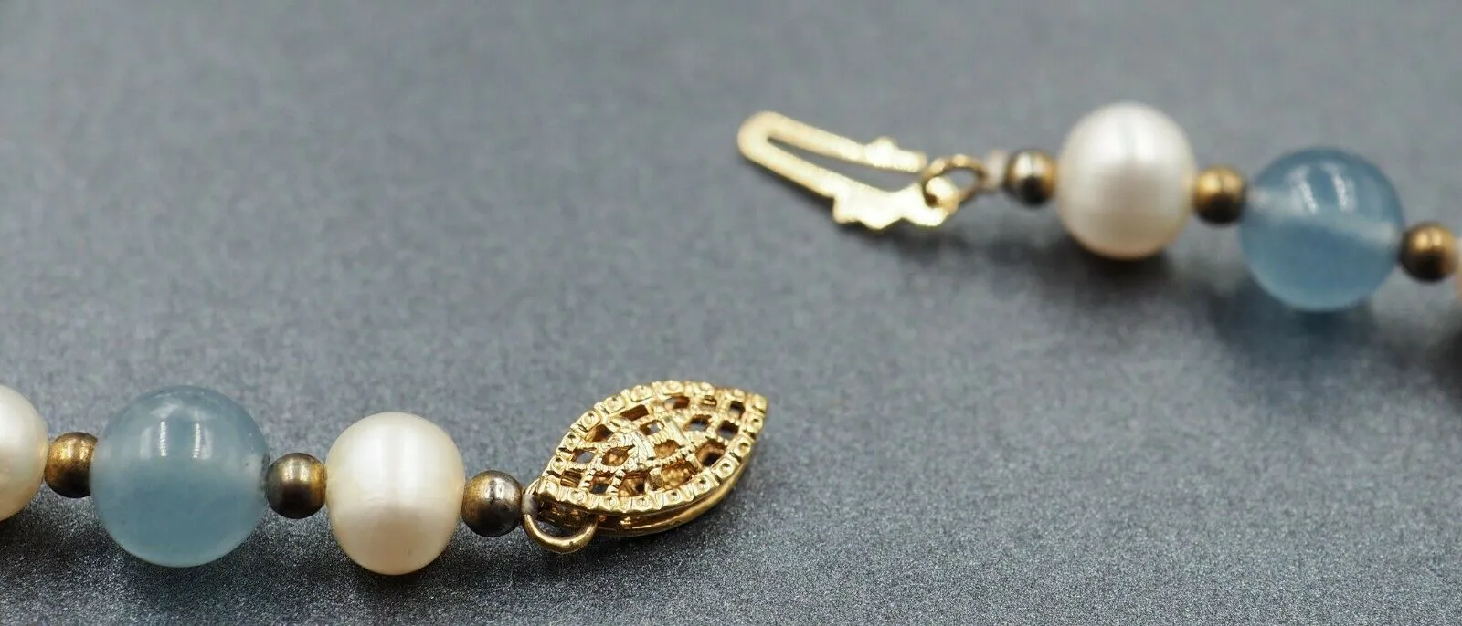 Freshwater Pearl & Dyed Blue Jadeite Necklace