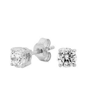 Georgini 5mm Clear Round Stud Earrings w/ CZ - Silver