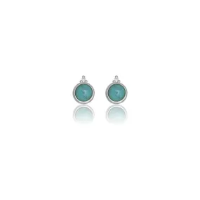Georgini Natural Turquoise and Two Natural Diamond December Earrings - Silver
