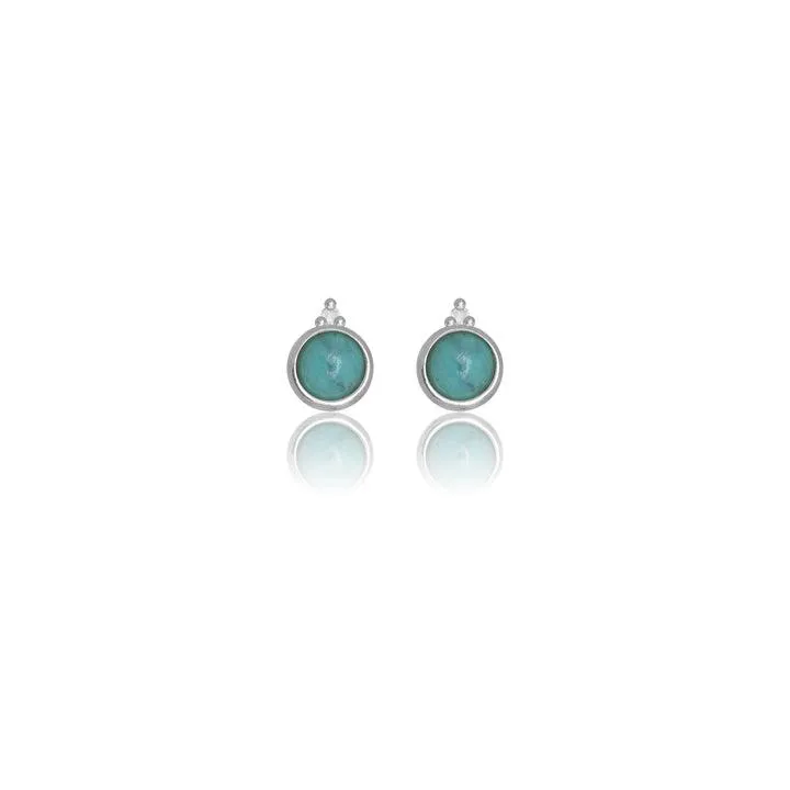 Georgini Natural Turquoise and Two Natural Diamond December Earrings - Silver