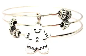 Gingerbread Boy Cookie Triple Style Expandable Bangle Bracelet