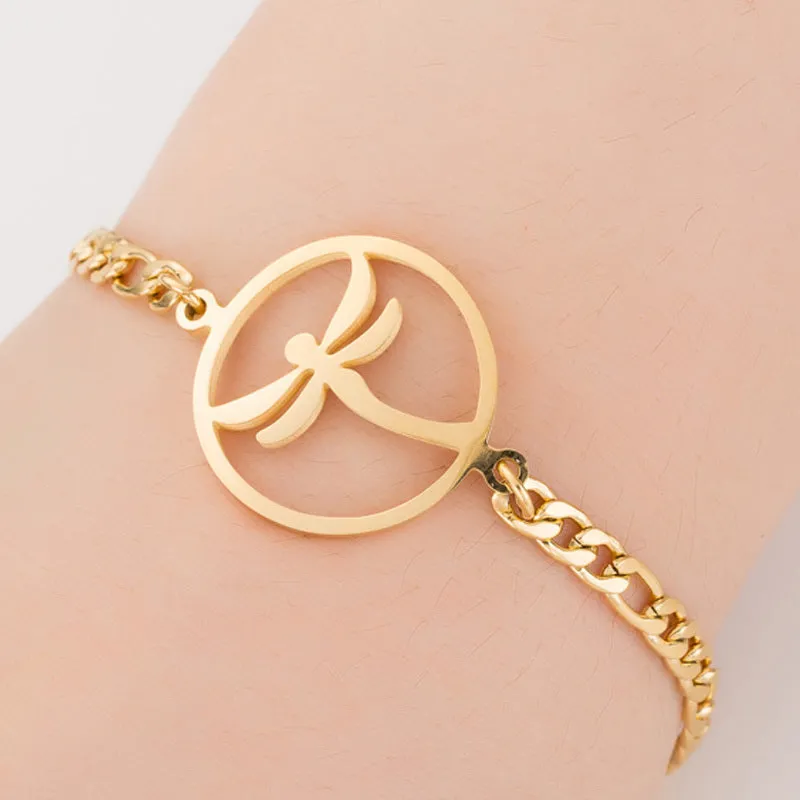 Gold Color Charms Bracelet Femme Stainless Steel Women Jewelry Lucky Origami Elephant Bracelets Friendship Gifts