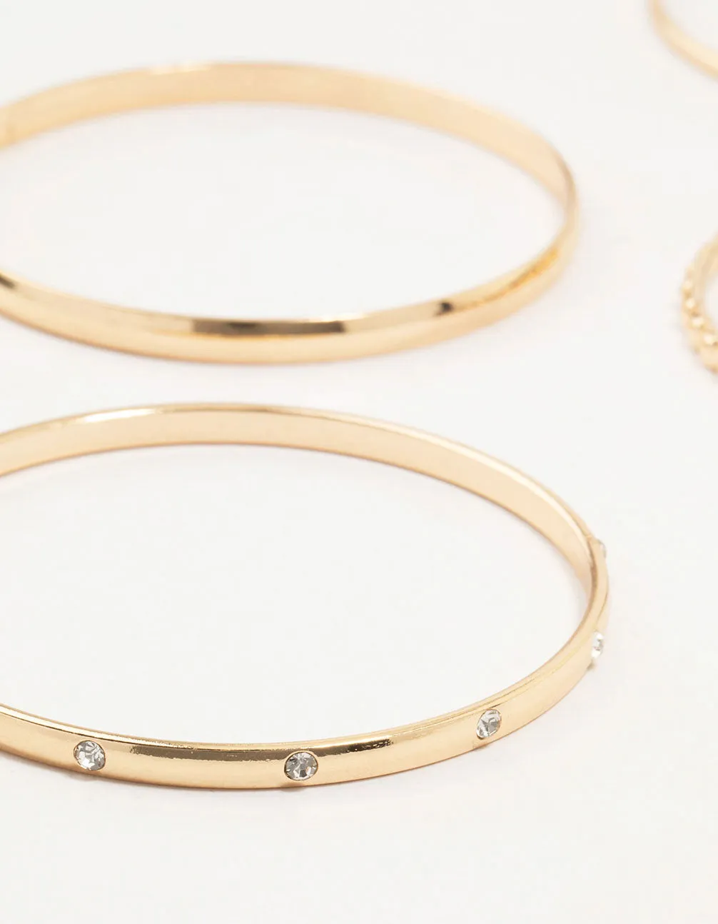 Gold Diamante & Textured Bangles 5-Pack