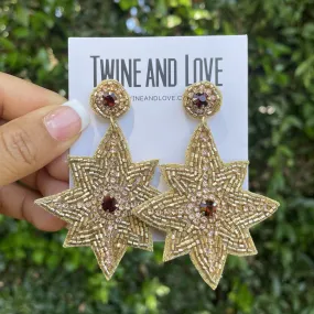 Gold Star Beaded Earrings