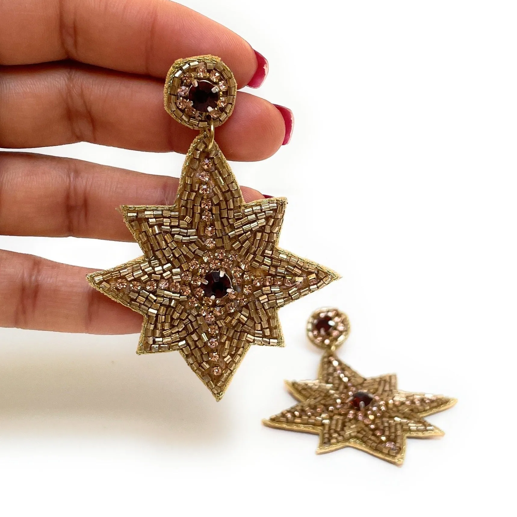 Gold Star Beaded Earrings