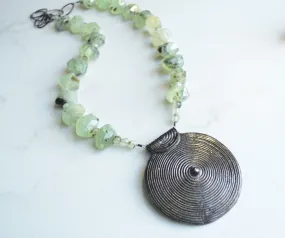 Green Black Stone Long Boho Pendant Statement Necklace - Ultimo