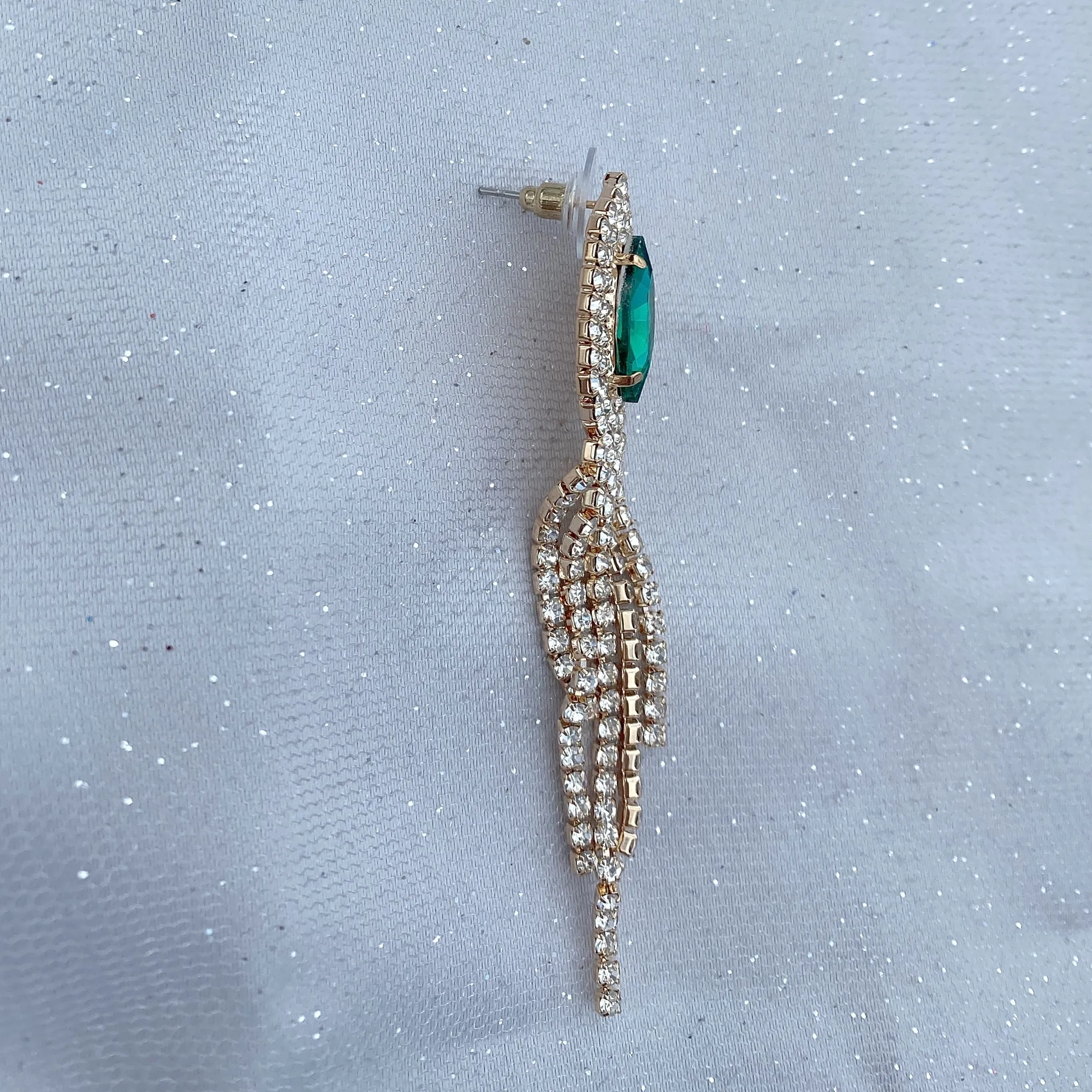 Green Earrings Diamante Earrings
