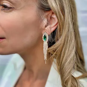 Green Earrings Diamante Earrings