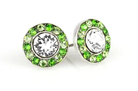 Green Hues Halo Stud Earrings