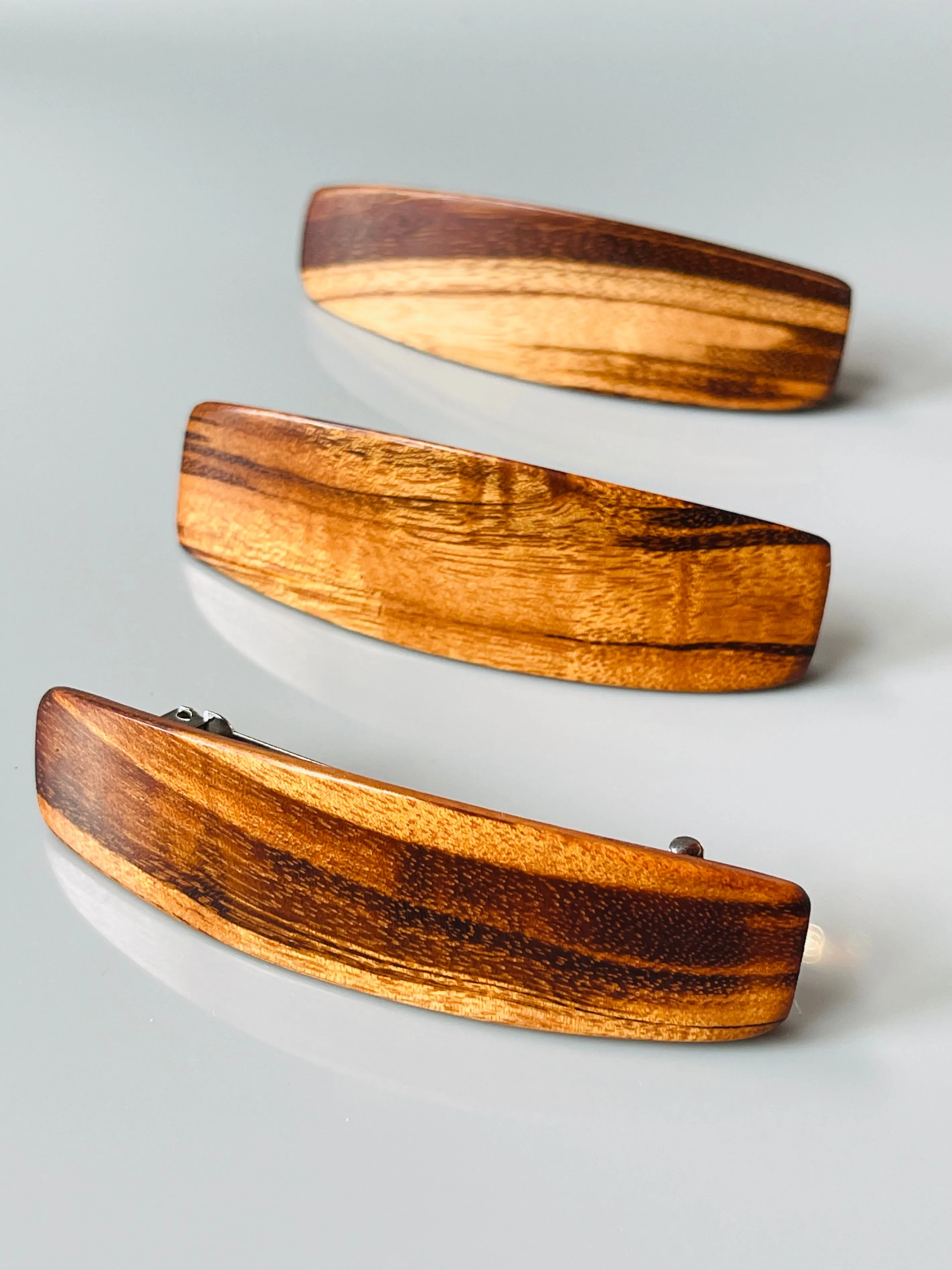 Hair Clip Medium Tigerwood Wooden Barrette for women