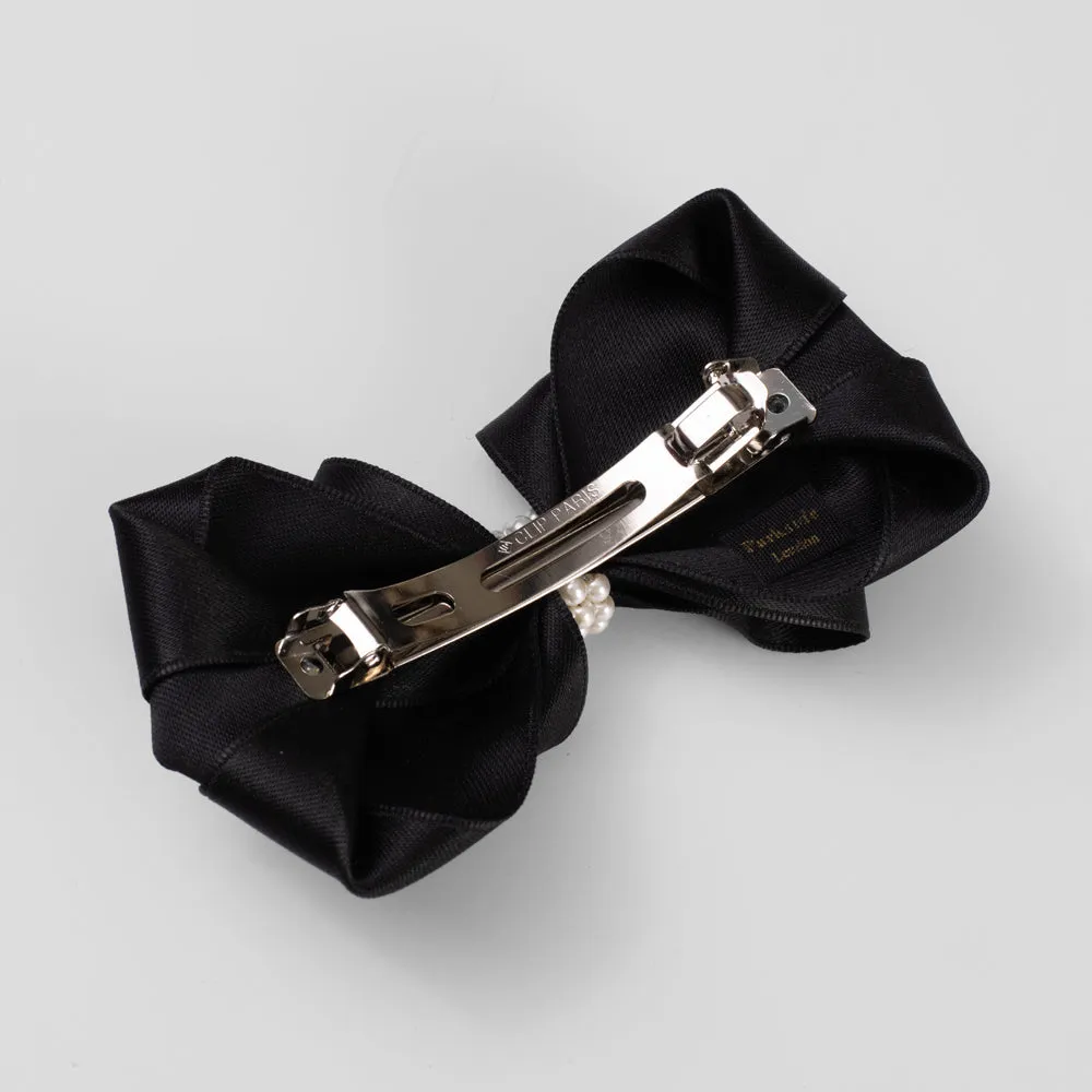 Handmade Satin Pearl Bow Barrette