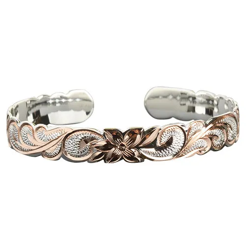 Hawaiian Jewelry Scroll Cut Out Pink Cuff Bangle