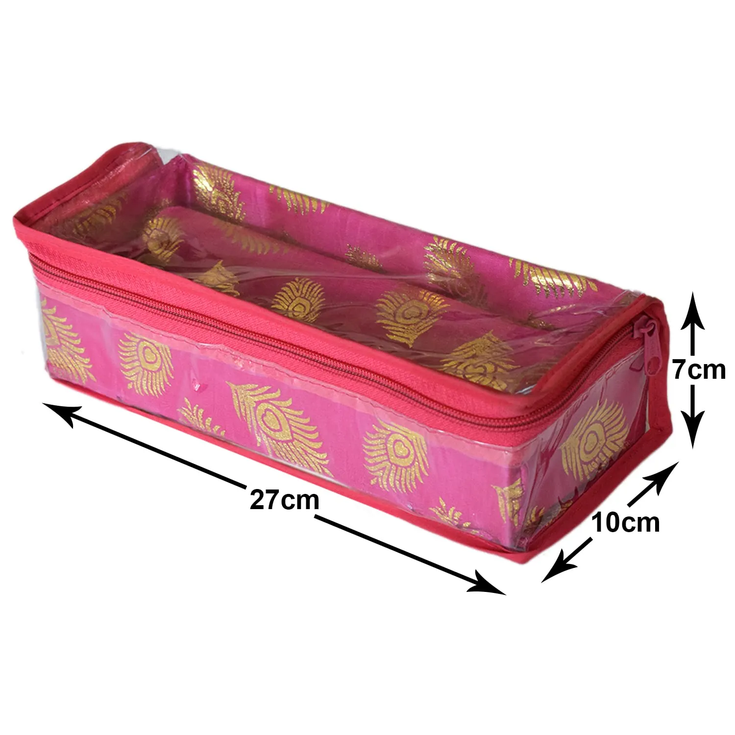 Heart Home Multipurpose Bareque Seamless Design Laminated 1 Rod Bangle Box/Organizer/Case With Tranasparent Top - Pack of 2 (Pink)-47HH0435