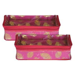 Heart Home Multipurpose Bareque Seamless Design Laminated 1 Rod Bangle Box/Organizer/Case With Tranasparent Top - Pack of 2 (Pink)-47HH0435