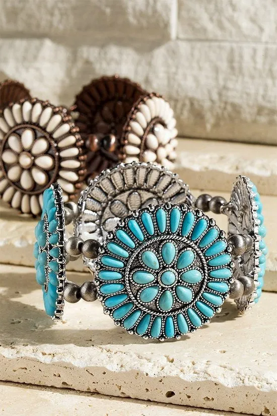 Howlite Copper Semi Precious Stone Blossom Bracelet