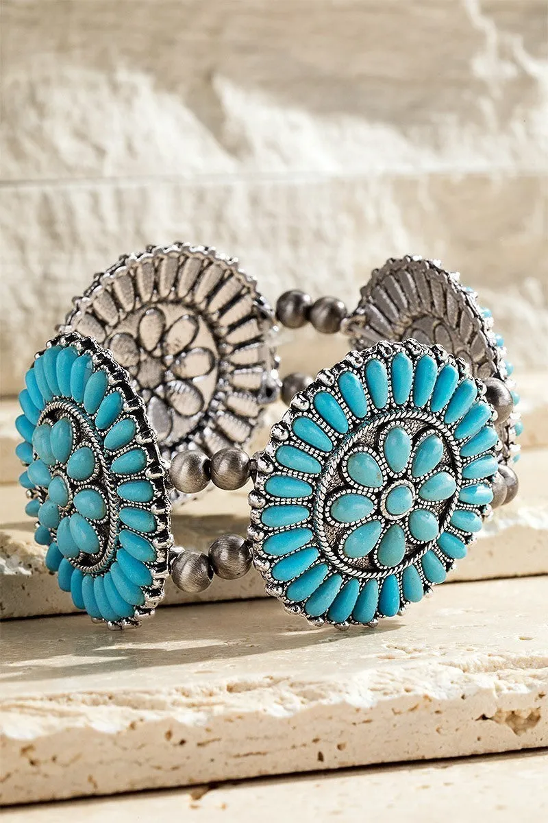 Howlite Copper Semi Precious Stone Blossom Bracelet